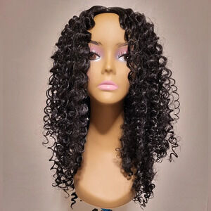 Long Curly Synthetic "Half Wig" - Black